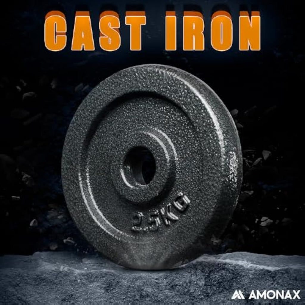 Amonax Cast Iron Adjustable Dumbbells & Barbell Set - 20kg/30kg
