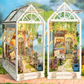 CRIOLPO Tea Time Garden Book Nook Kit - 3D Wooden Miniature with LED