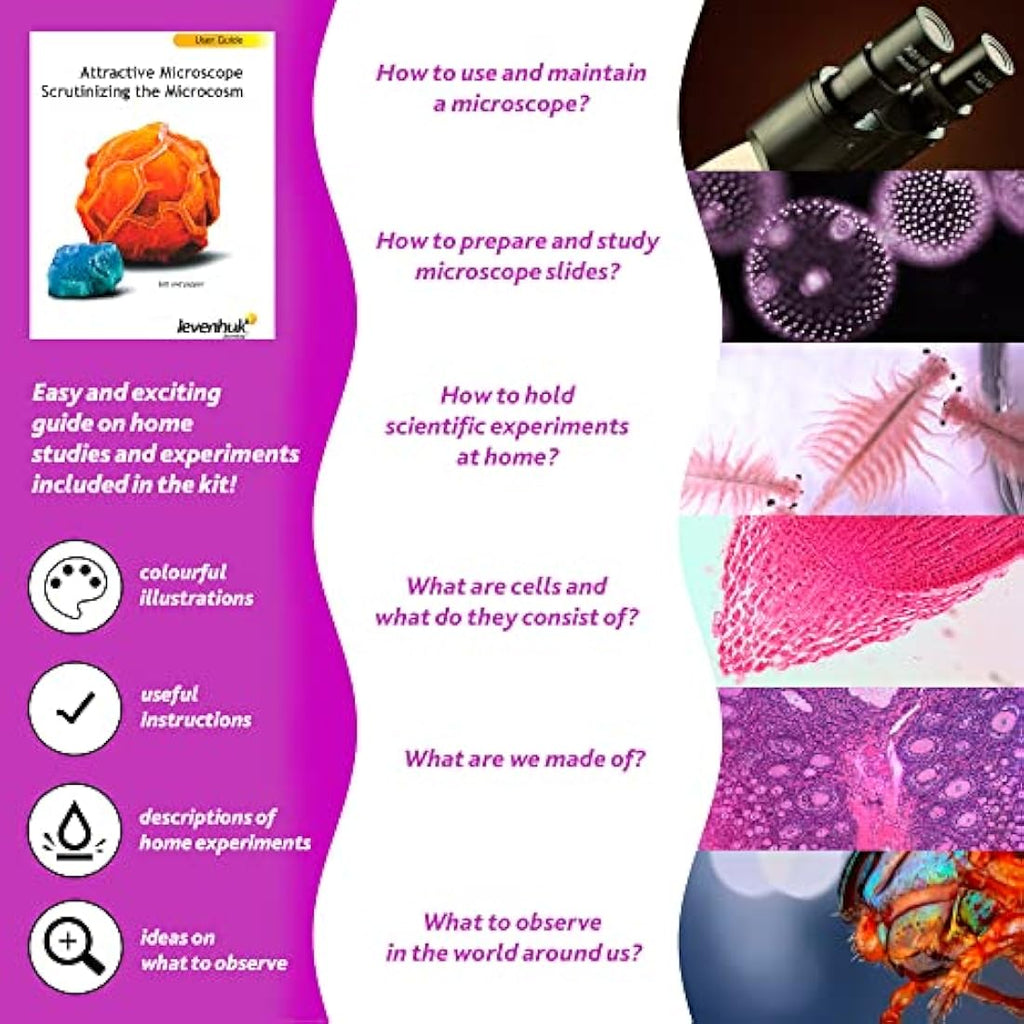 Levenhuk LabZZ M101 Amethyst Kids Microscope Science Kit – 640x STEM Toy