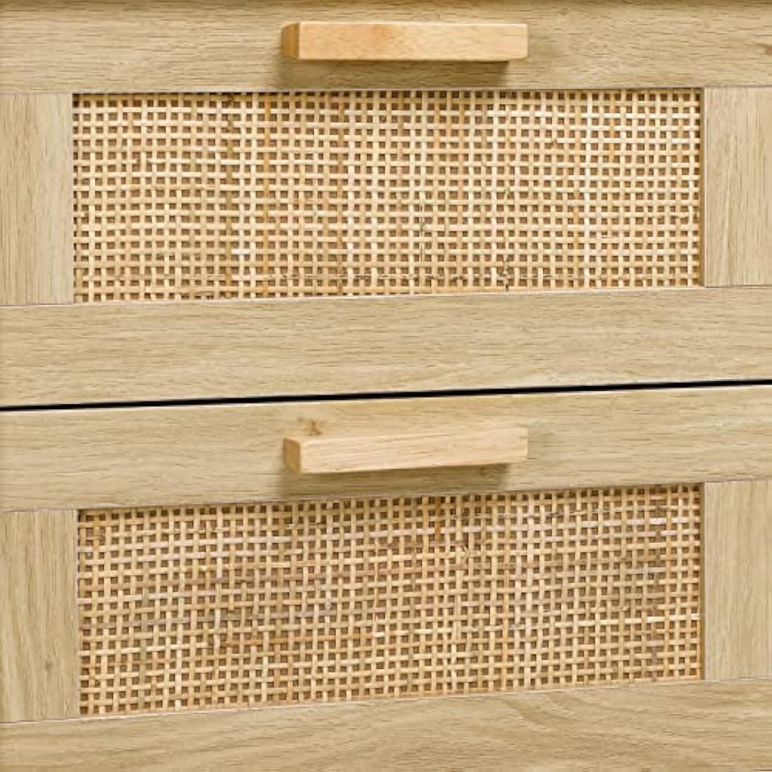 Finnhomy Rattan Bedside Tables Set of 2 | Natural Wood Nightstands