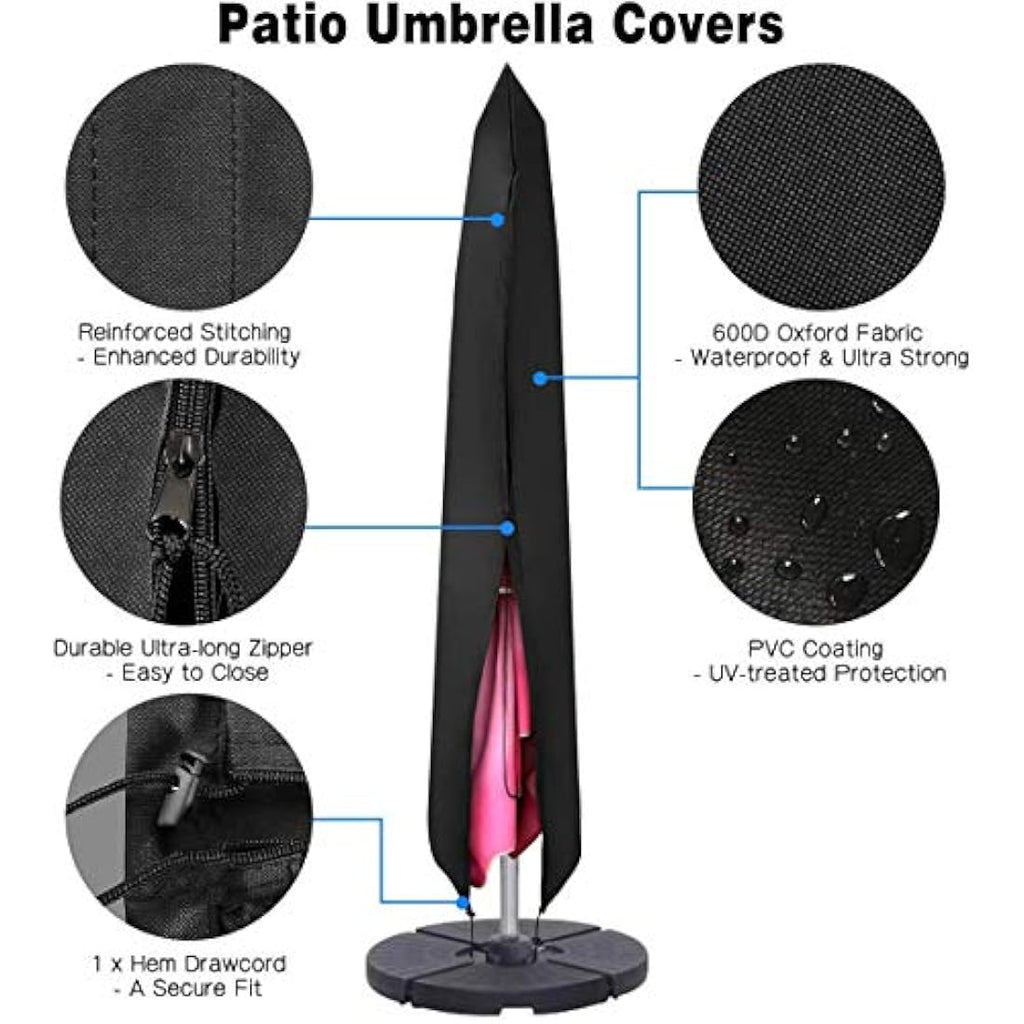 Patio Plus Parasol Cover – 600D Oxford Waterproof Garden Umbrella Cover