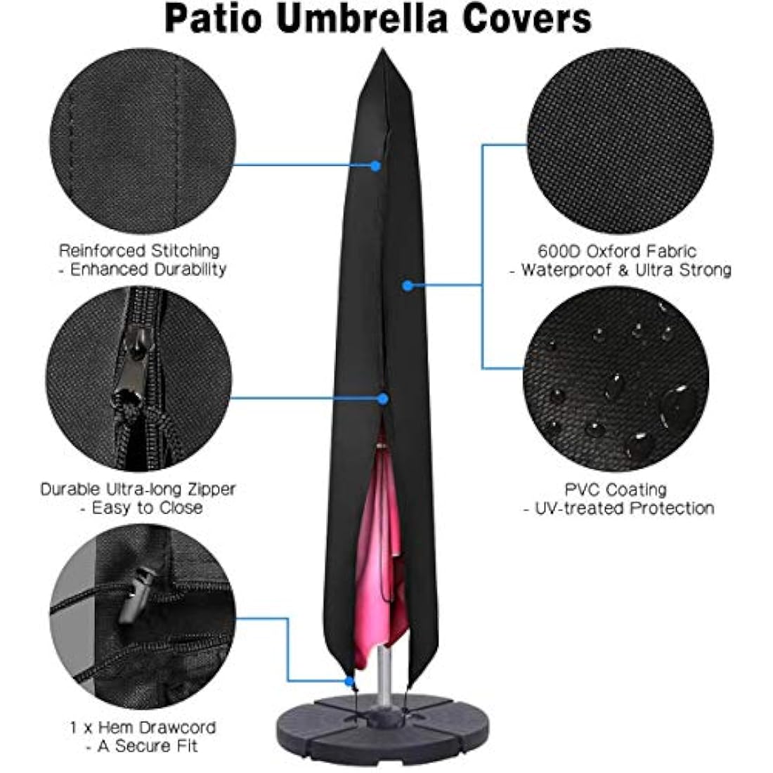 Patio Plus Parasol Cover – 600D Oxford Waterproof Garden Umbrella Cover