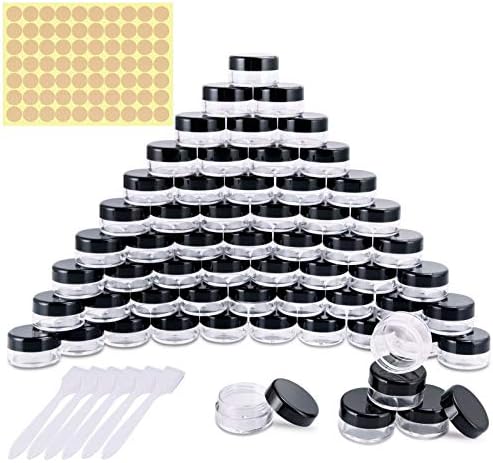 Jolof Store 60-Piece 5ml Clear Plastic Cosmetic Sample Jars for Makeup