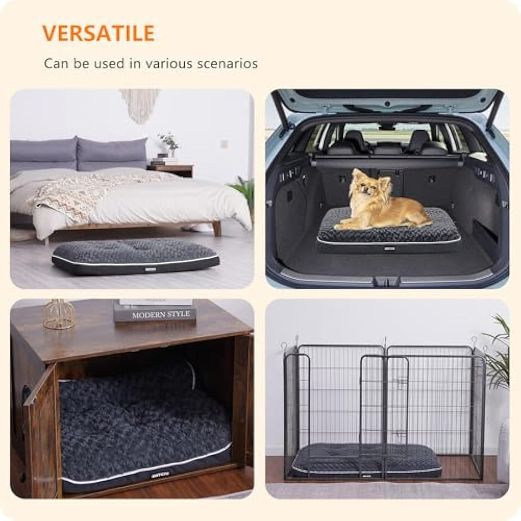 HMTOPE Orthopaedic Dog Bed – Washable Double Deck Pet Mat, Dark Grey