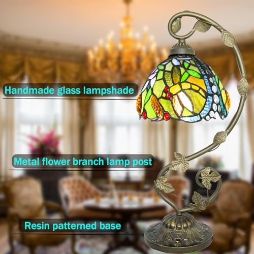 Tiffany Dragonfly Stained Glass Lamp | 3-Color Dimming