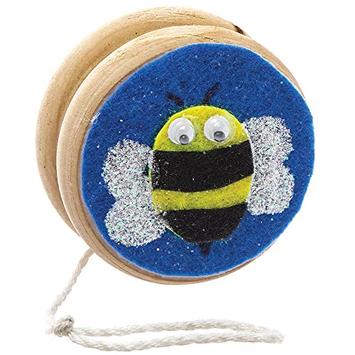 Baker Ross Wooden YoYo Spinning Tops – Pack of 4 DIY Party Bag Fillers