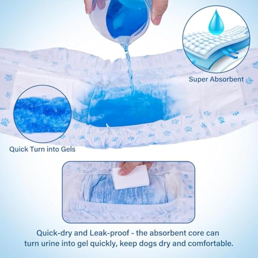 Pet Soft Male Dog Wraps | Super Absorbent Disposable Nappies - 48 Pack