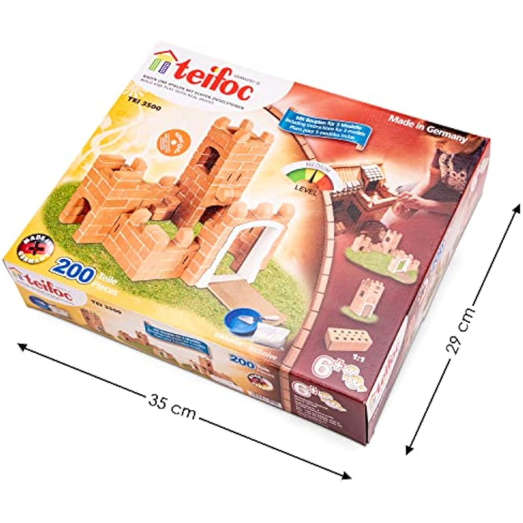 Teifoc Small Castle Real Brick Building Kit - 200 Piece STEM Toy