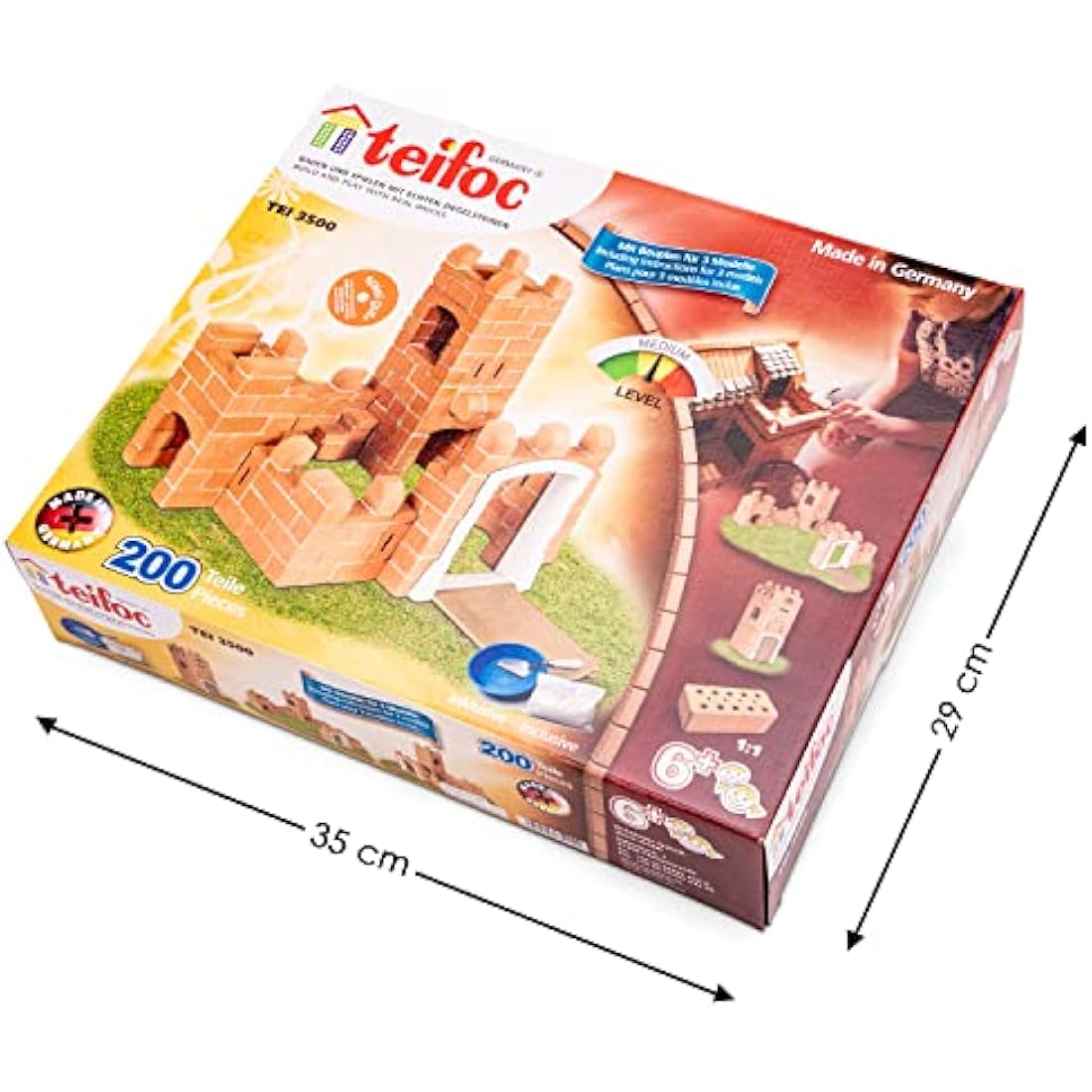 Teifoc Small Castle Real Brick Building Kit - 200 Piece STEM Toy