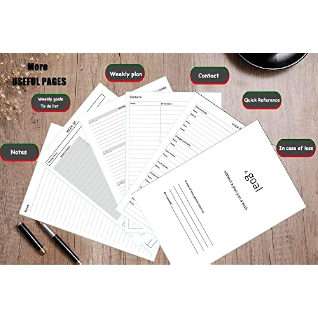 Undated A5 Weekly Planner Refill | 100gsm 6-Ring Binder Insert