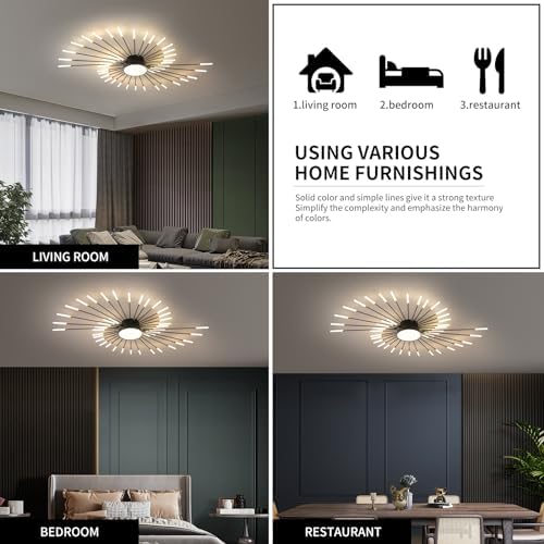 Modern LED Firework Ceiling Light – 43-Head Flush Mount Black