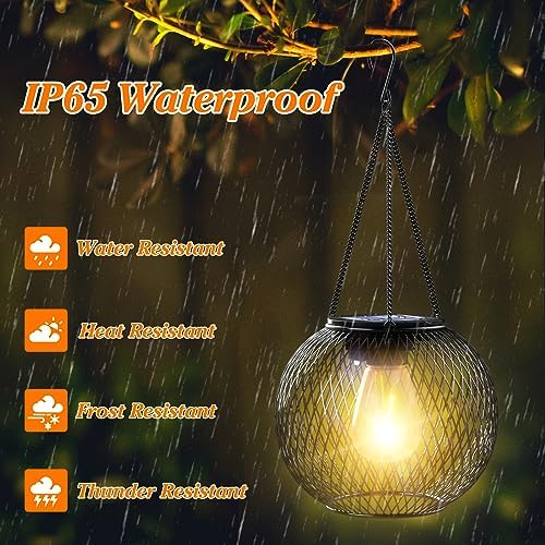 Ortiny Solar Lanterns – 4 Pack IP65 Waterproof Metal Garden Ornaments