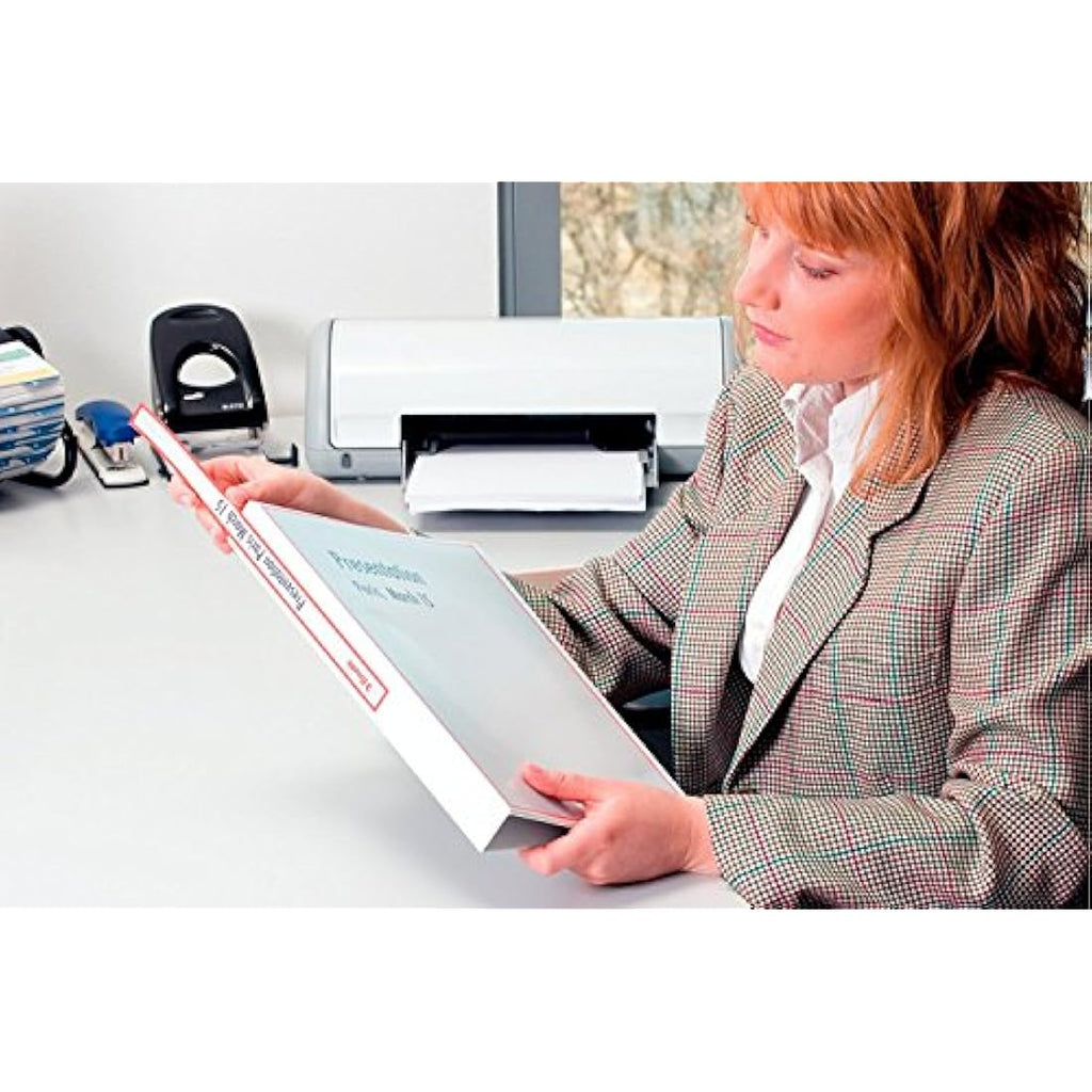 Esselte A4 Presentation Ring Binder – White Leather Style, 5cm D-Ring