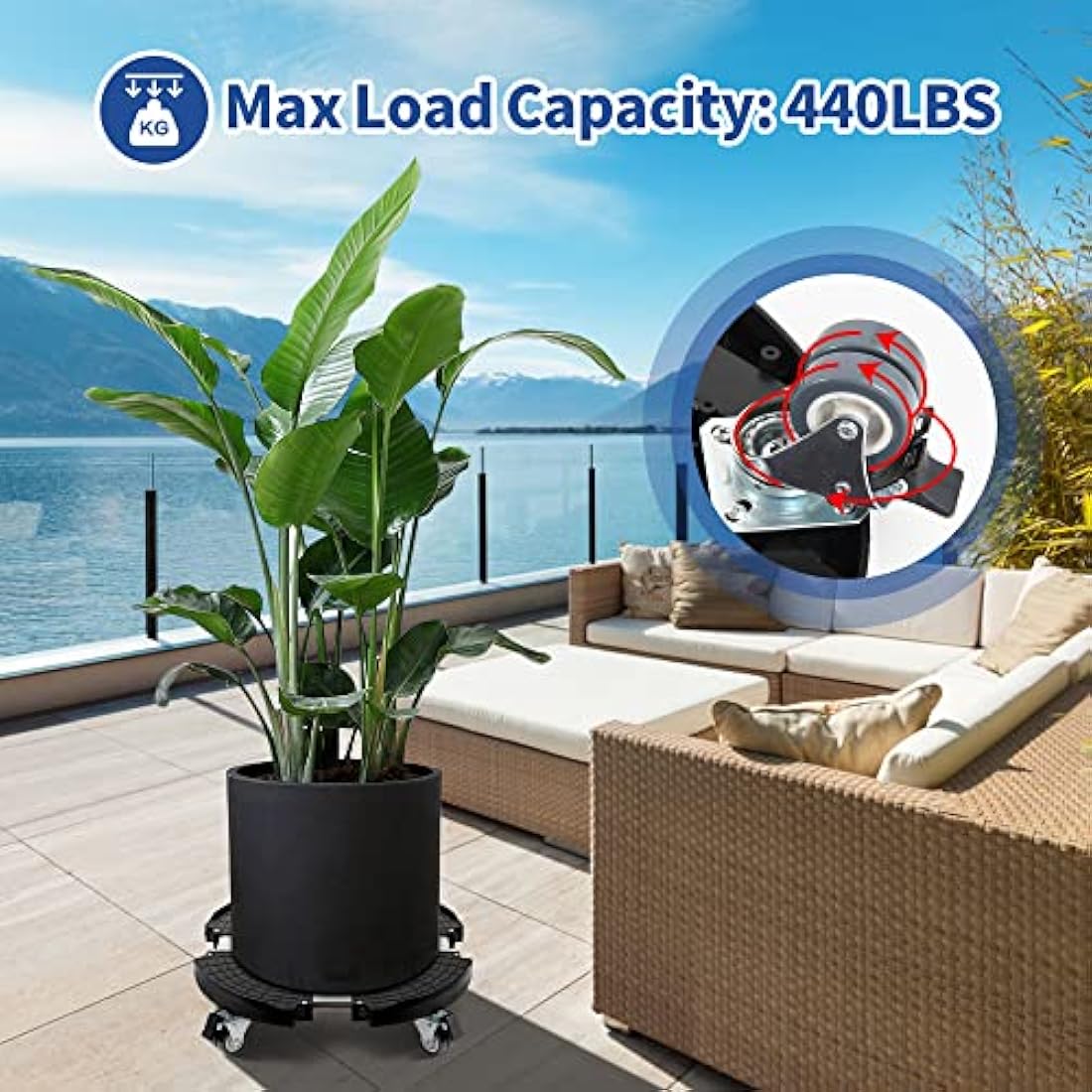 WEIBIDA Heavy Duty Plant Caddy | Adjustable 15-21 Inch Rolling Stand