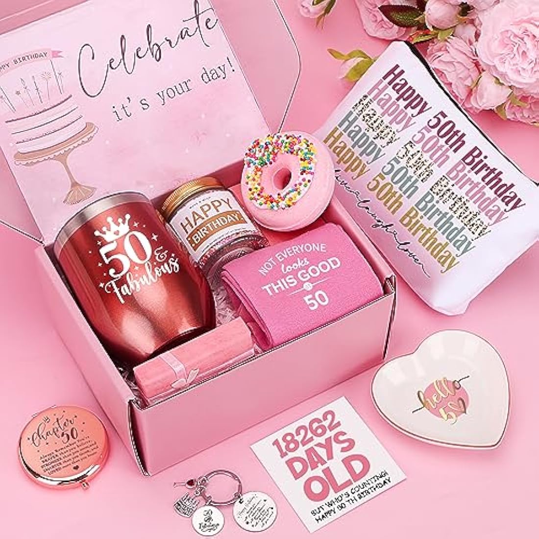 Jolof Store 50th Birthday Gift Hamper for Women | 10-Piece Spa Pamper Box