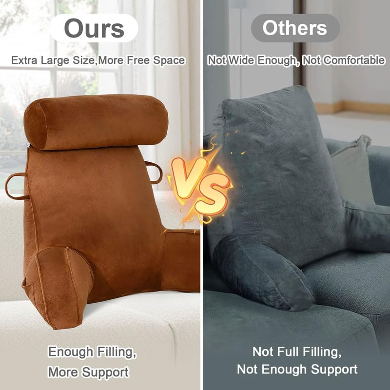 Mingfuxin Reading Pillow | Velvet Bed Backrest with Neck and Arm Support