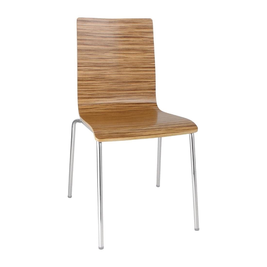 Bolero Zebrano Square Back Dining Chairs | Stackable Beech Wood - 4 Pack