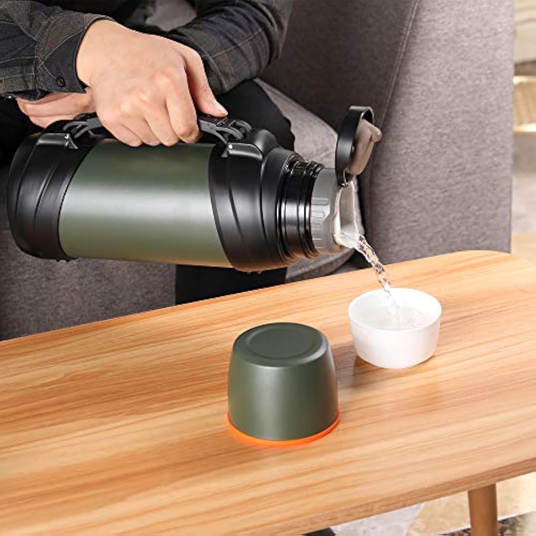 LOKPESCO 2L Stainless Steel Vacuum Insulated Flask with 2 Cups