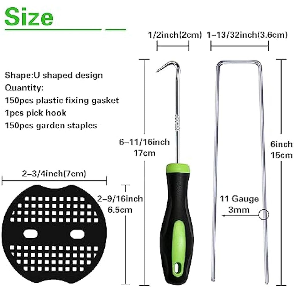 150 Metal Garden Staples – 6 Inch U-Shaped Pegs with Washers