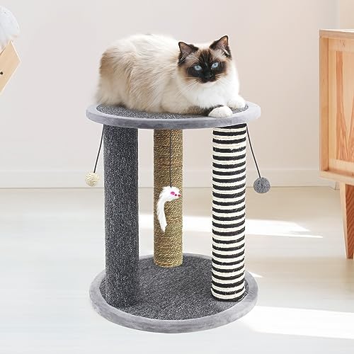 SONGWAY Cat Scratching Post Tree | 3-Pole Sisal & Carpet Scratcher Toy