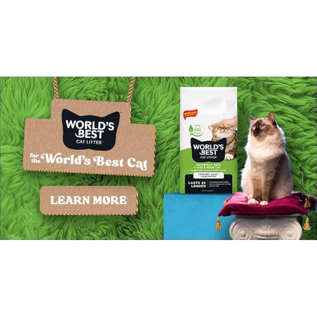 World's Best Cat Litter – Multiple Cat Unscented Corn Litter, 28lb