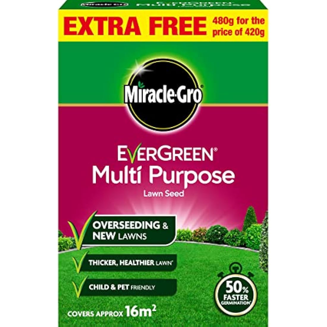 Miracle-Gro Multi-Purpose Grass Seed - 480g Lawn Repair & Growth