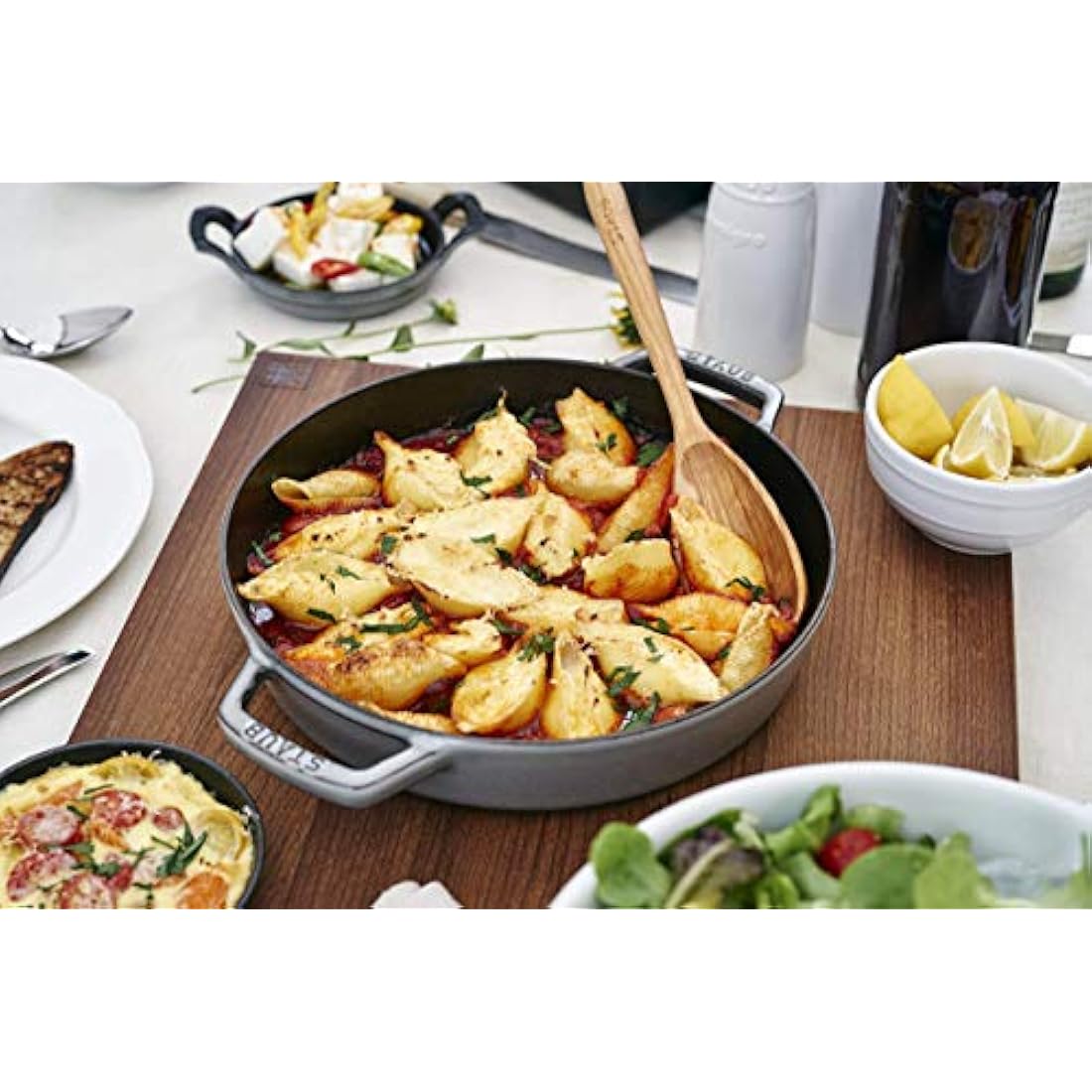 STAUB Cast Iron Frying Pan – 34 cm Enameled Skillet in Graphite Grey