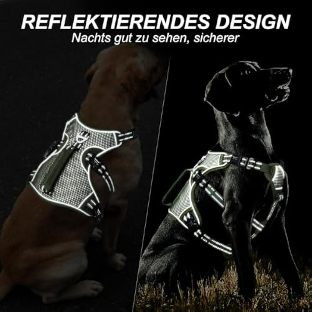 HEELE Escape Proof Dog Harness | No Pull Reflective Vest - Green, XL