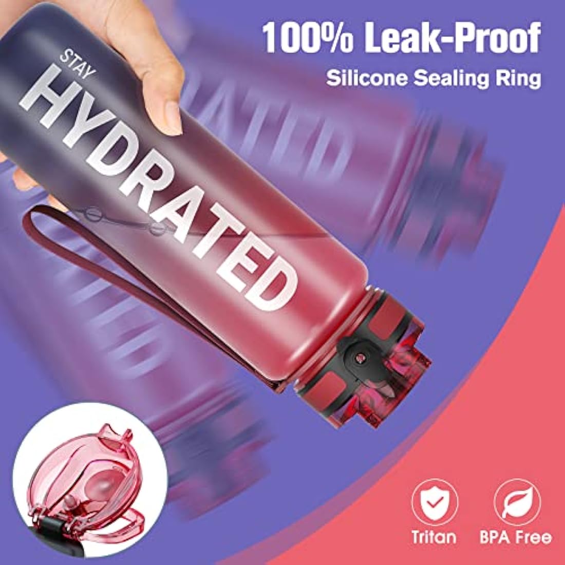 Sahara Sailor Motivational Water Bottle | 1L Tritan BPA Free Leakproof