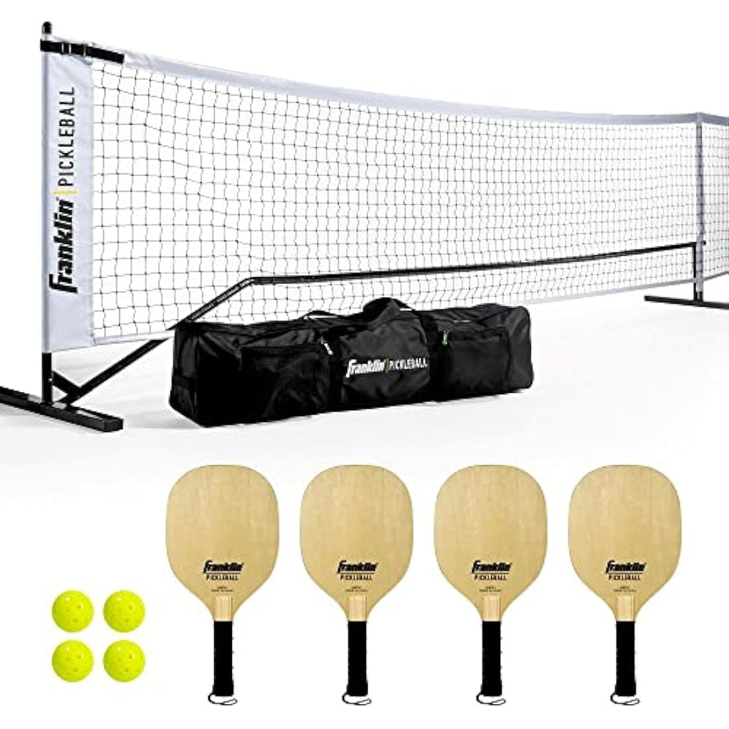 Franklin Sports Official Size Pickleball Net Set with 4 Paddles & Balls