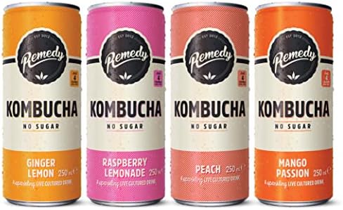 Remedy Kombucha Mixed Pack – Sugar Free Probiotic Drink – 24 x 250ml