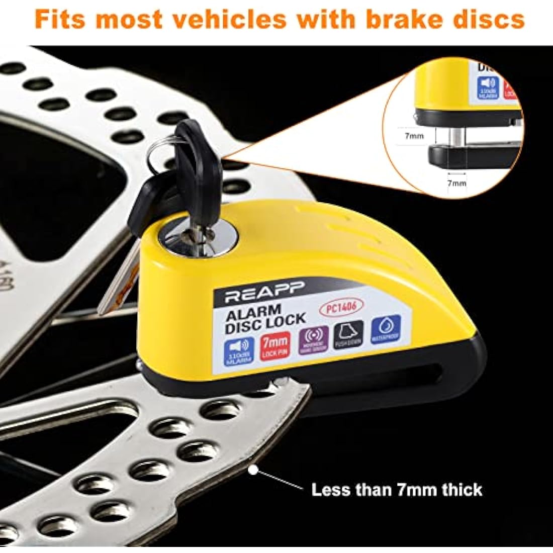 REAPP Alarm Disc Brake Lock – 110dB Anti-Theft Motorcycle Lock