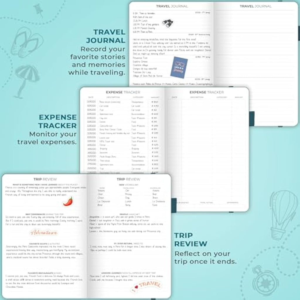 Clever Fox Travel Journal – A5 Vacation Planner & Trip Organizer, Aquamarine