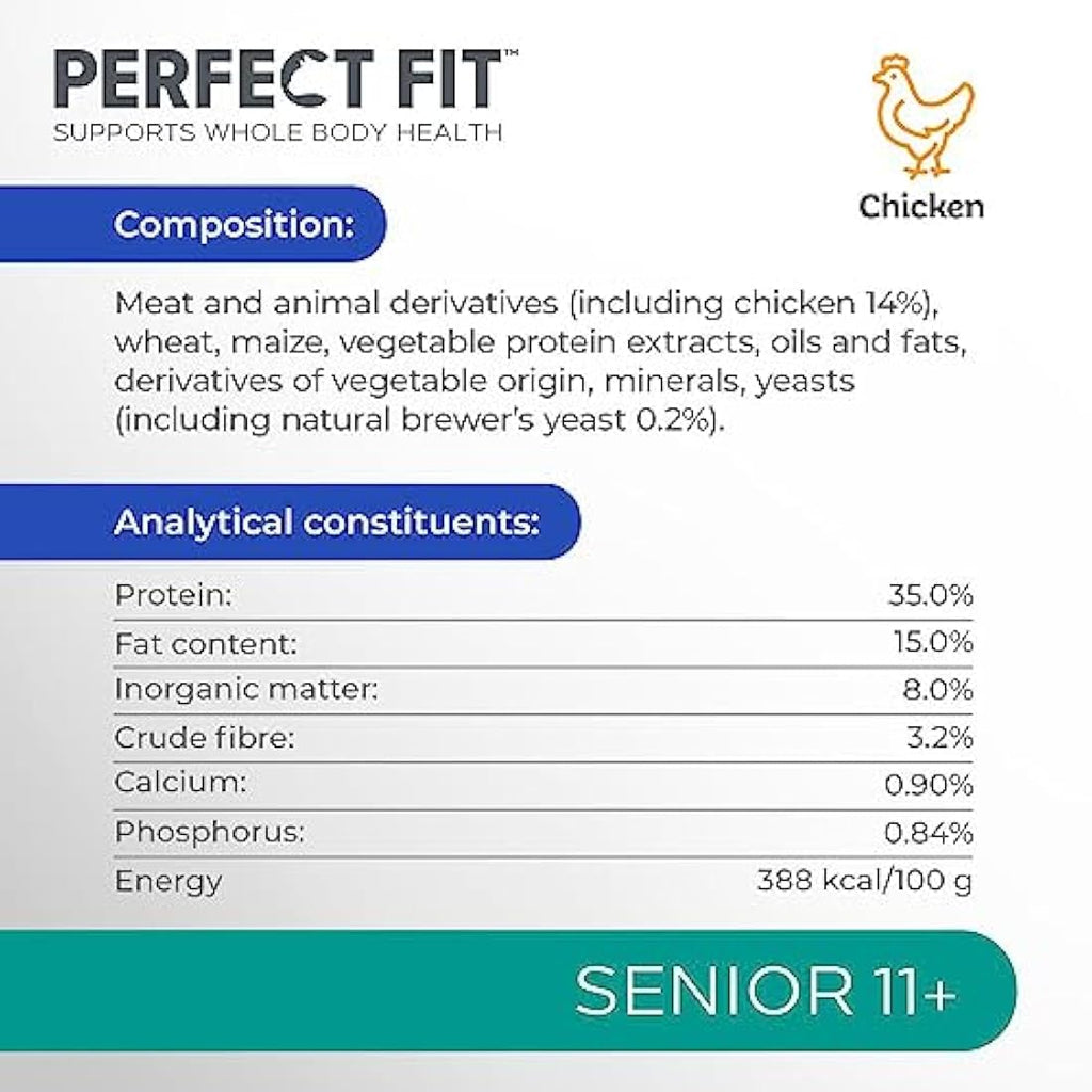 Perfect Fit Senior 11+ Dry Cat Food - Rich in Chicken - 3 x 2.8kg