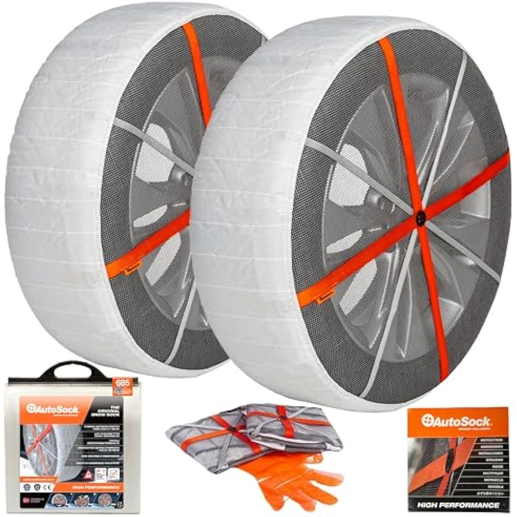 AutoSock HP 685E Textile Snow Socks – Winter Tire Traction Aid (1 Pair)