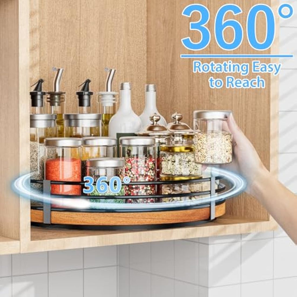 13" Oak Wood Lazy Susan Turntable Kitchen Organizer