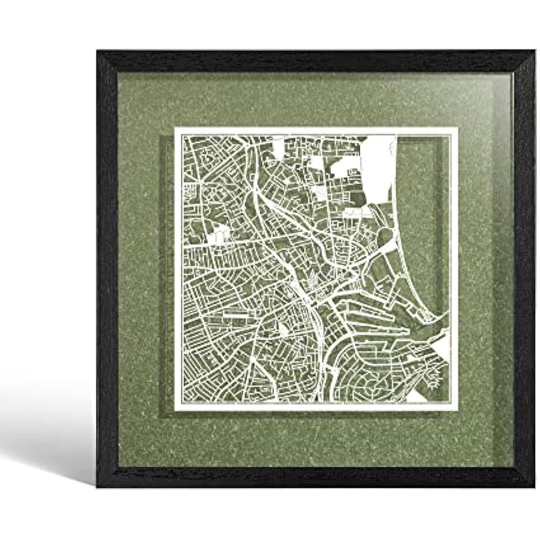 Aberdeen Paper Cut Map Wall Art -  Framed Decor, 23x23 cm