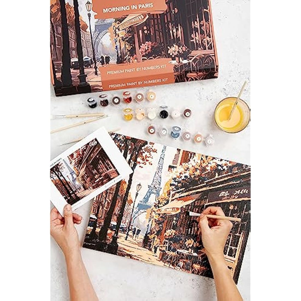Dabble Paint by Numbers Kit for Adults - Floral Canvas with Frame