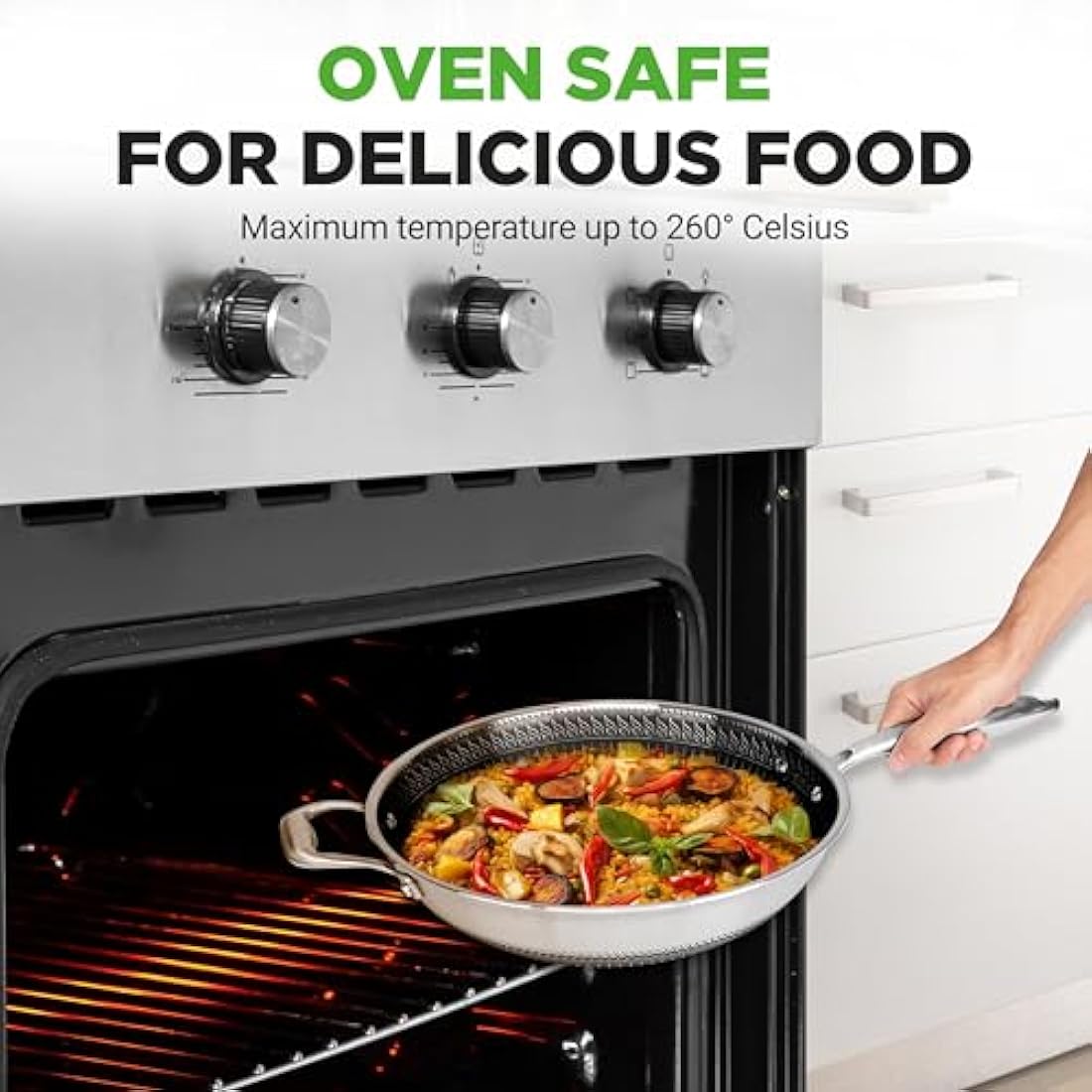 Nutrichef 12" Nonstick Wok – 30cm Stainless Steel Stir Fry Pan with Lid