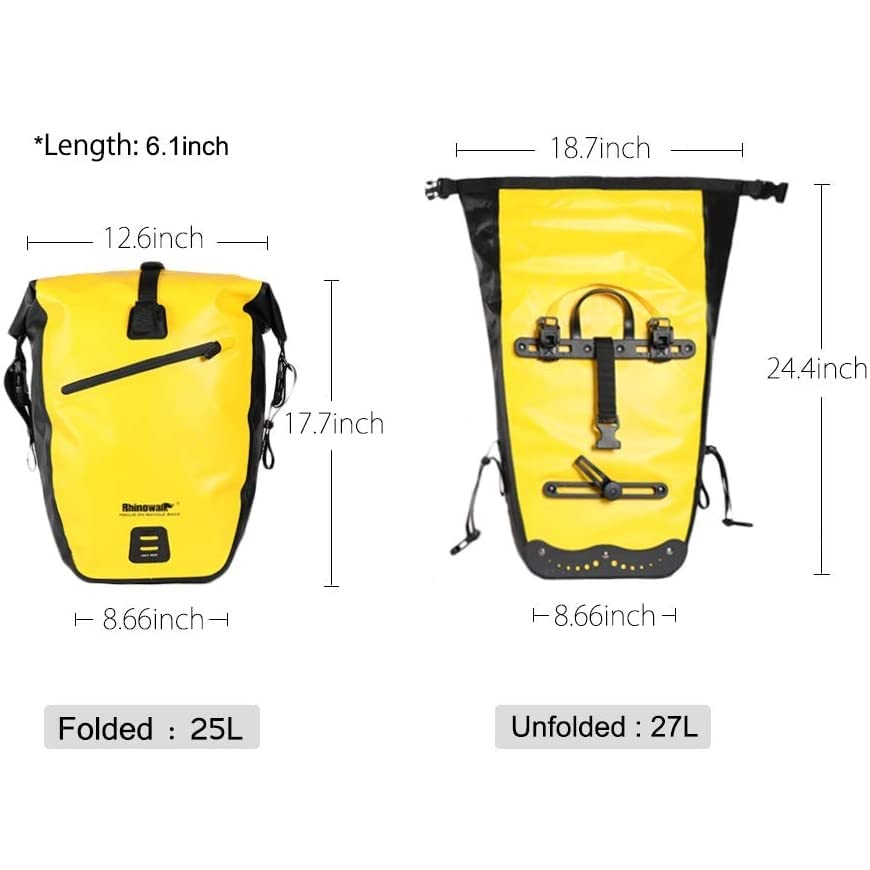 Rhinowalk 27L Waterproof Bike Pannier Bag | Bicycle Rear Rack Cargo Bag