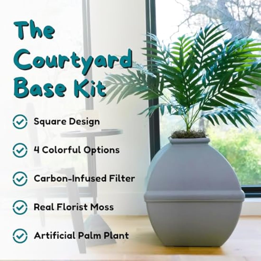 Good Pet Stuff Hidden Litter Box Planter – Enclosed Square Stone Gray