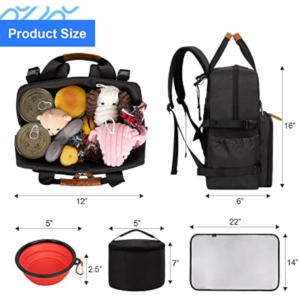 Modoker Dog Travel Bag – Airline Approved Pet Backpack Kit with Bowls