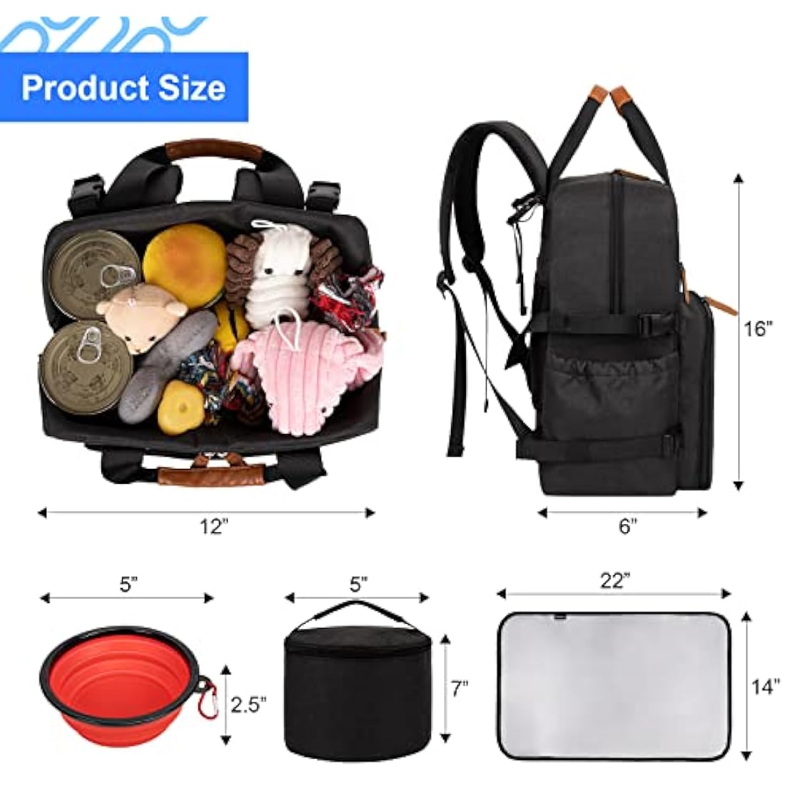 Modoker Dog Travel Bag – Airline Approved Pet Backpack Kit with Bowls