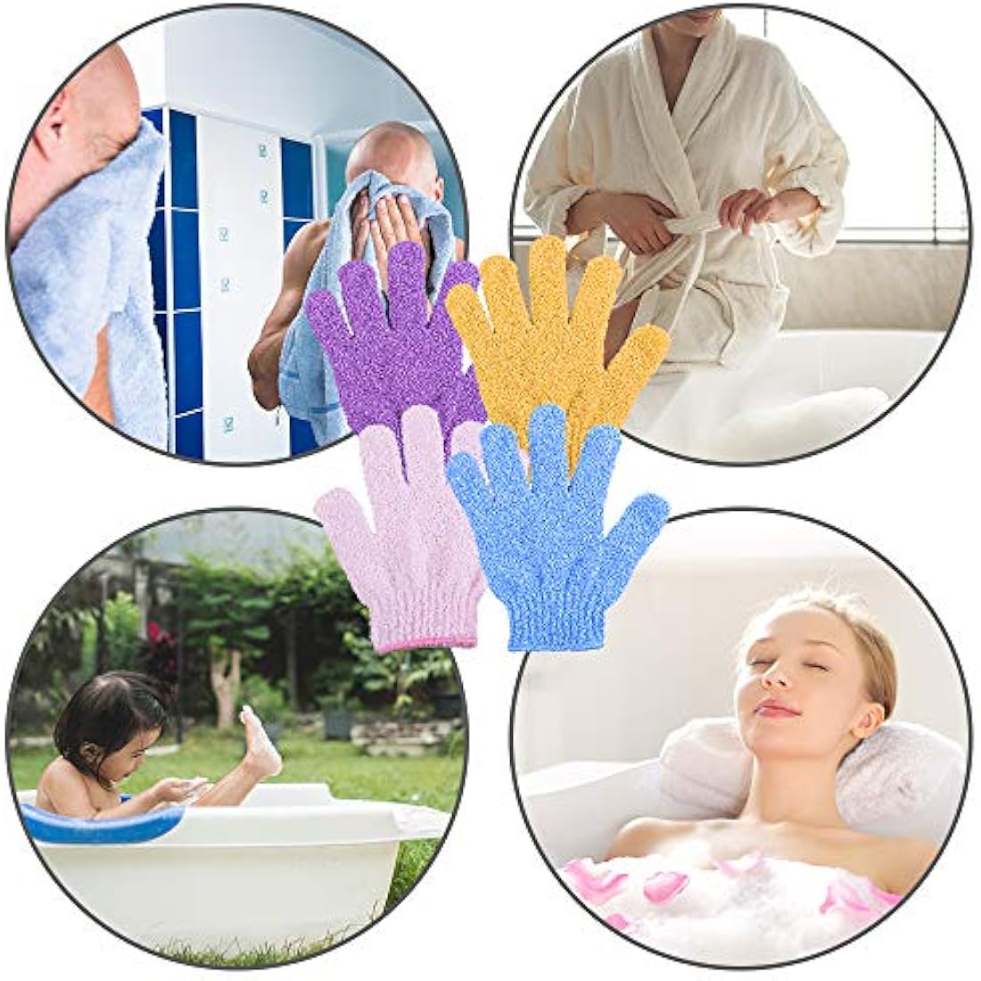Duufin Exfoliating Gloves – 14 Pairs Nylon Body Scrubber in 7 Colors