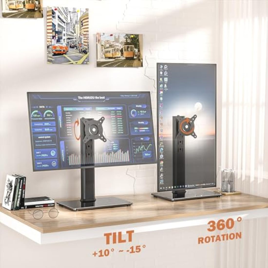 2-Pack Single Monitor Stand | Height Adjustable 13-32"