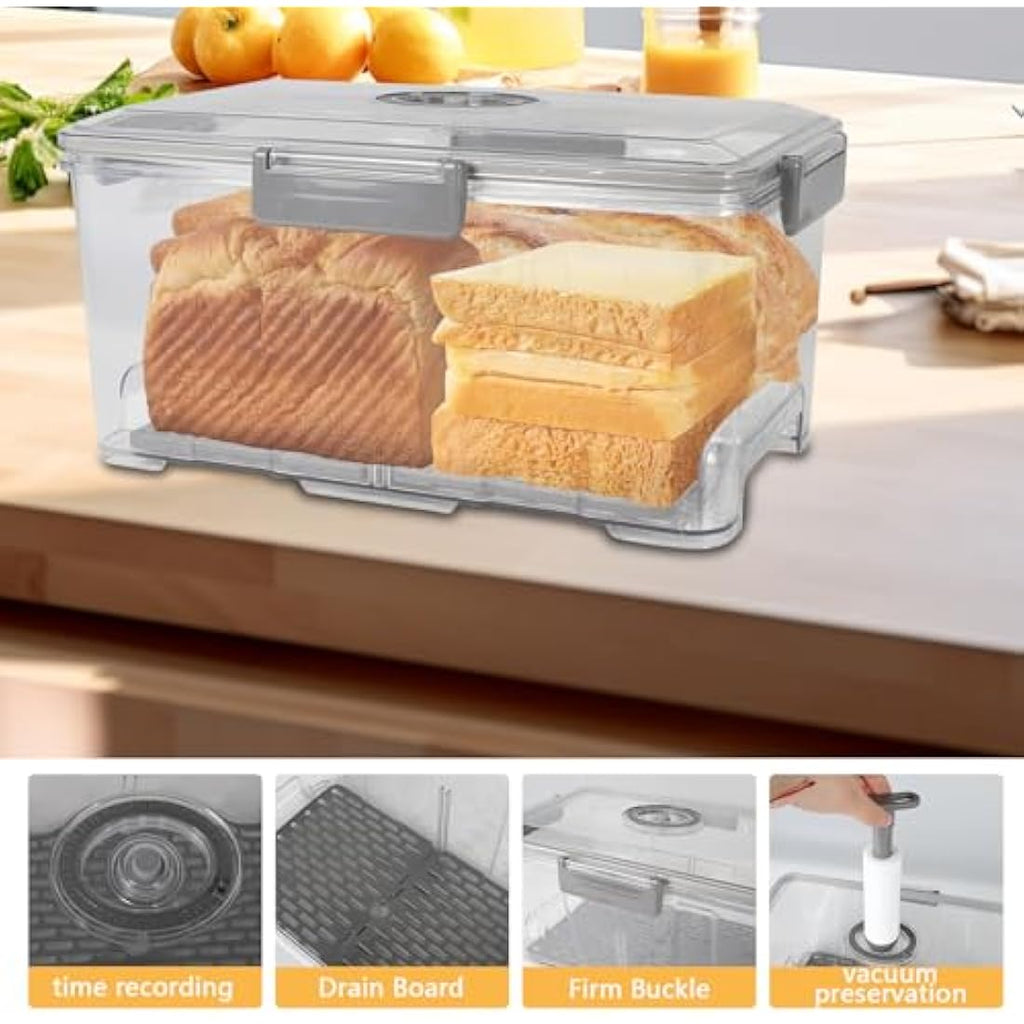 Airtight Bread Bin – Vacuum Storage Box with Time Dial