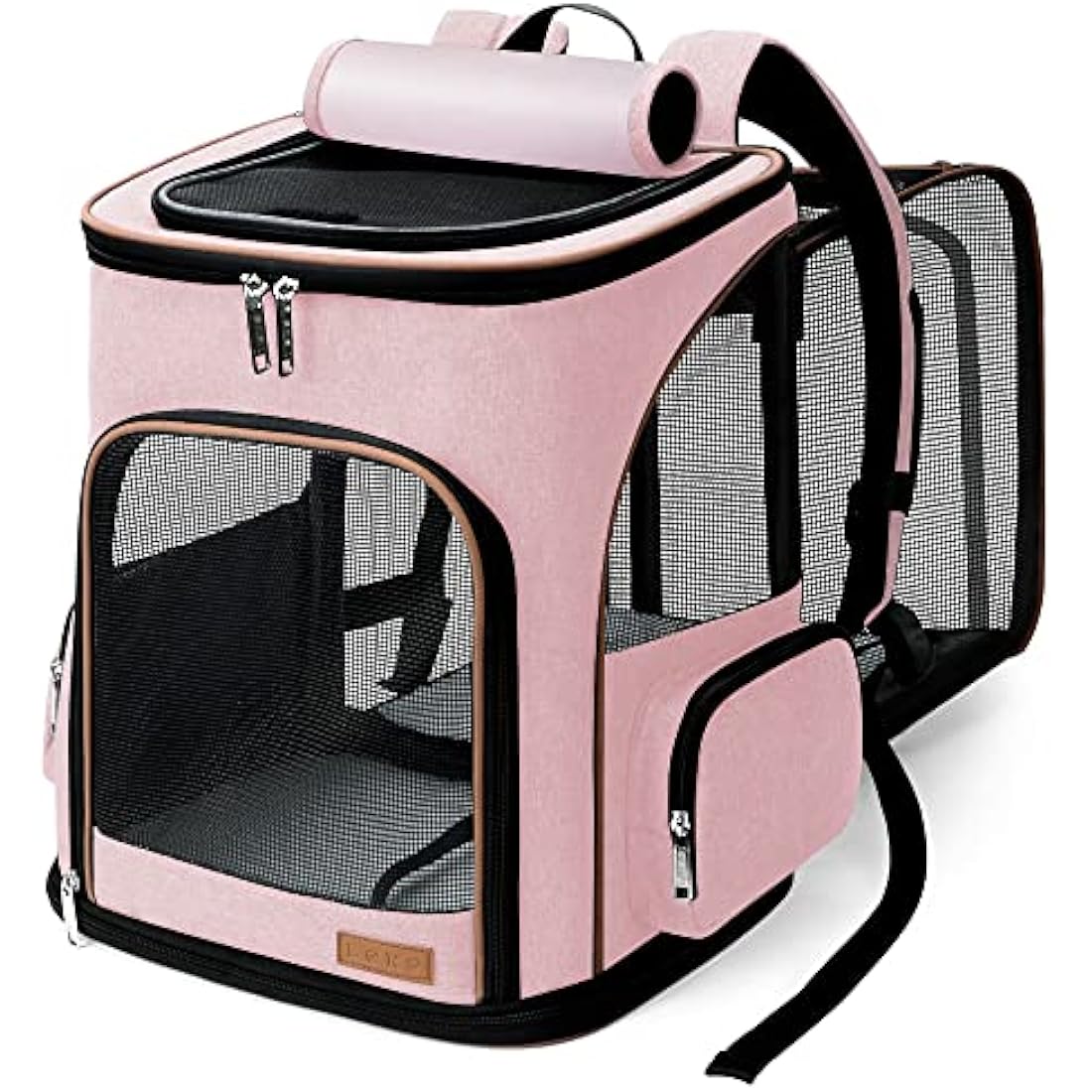 Lekesky Expandable Cat Carrier Backpack | Breathable Pet Rucksack - Pink