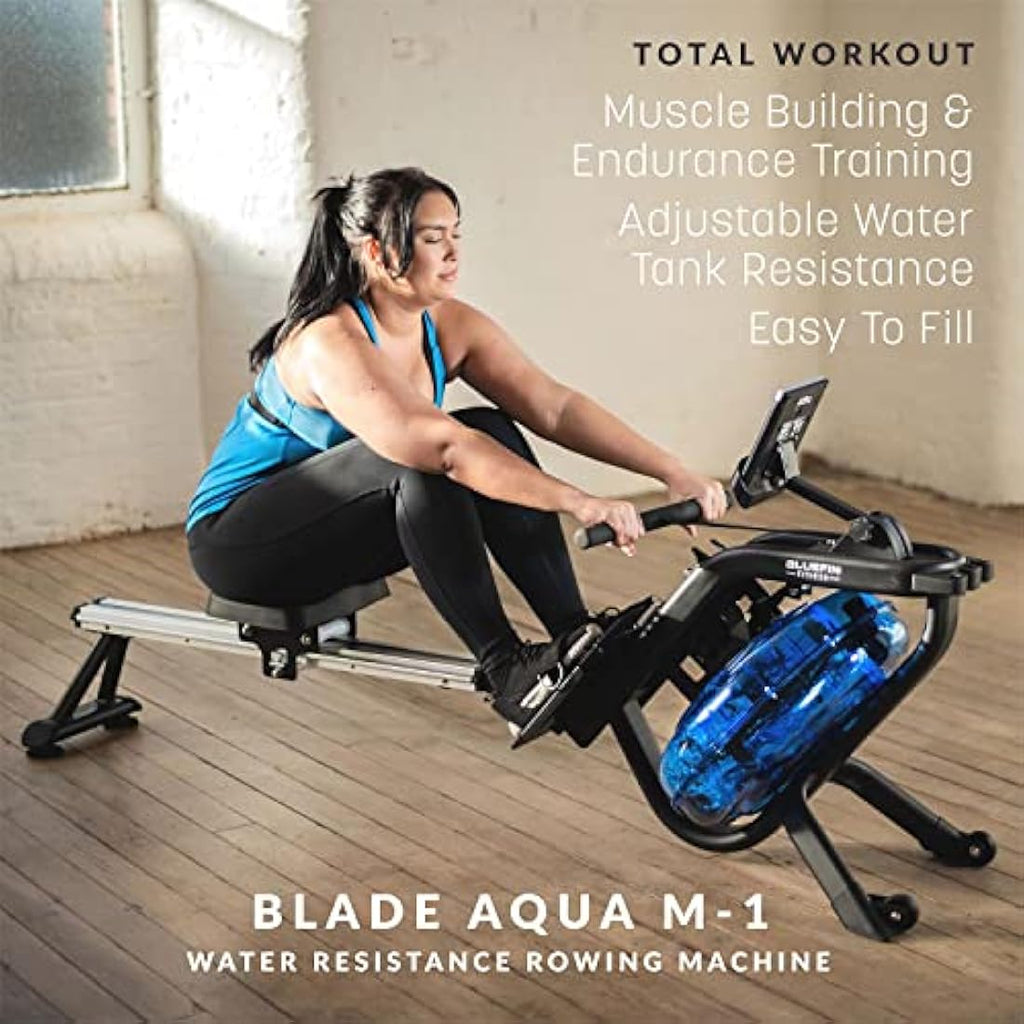 Bluefin Fitness Blade Aqua M-1 Water Rowing Machine – Foldable Home Rower
