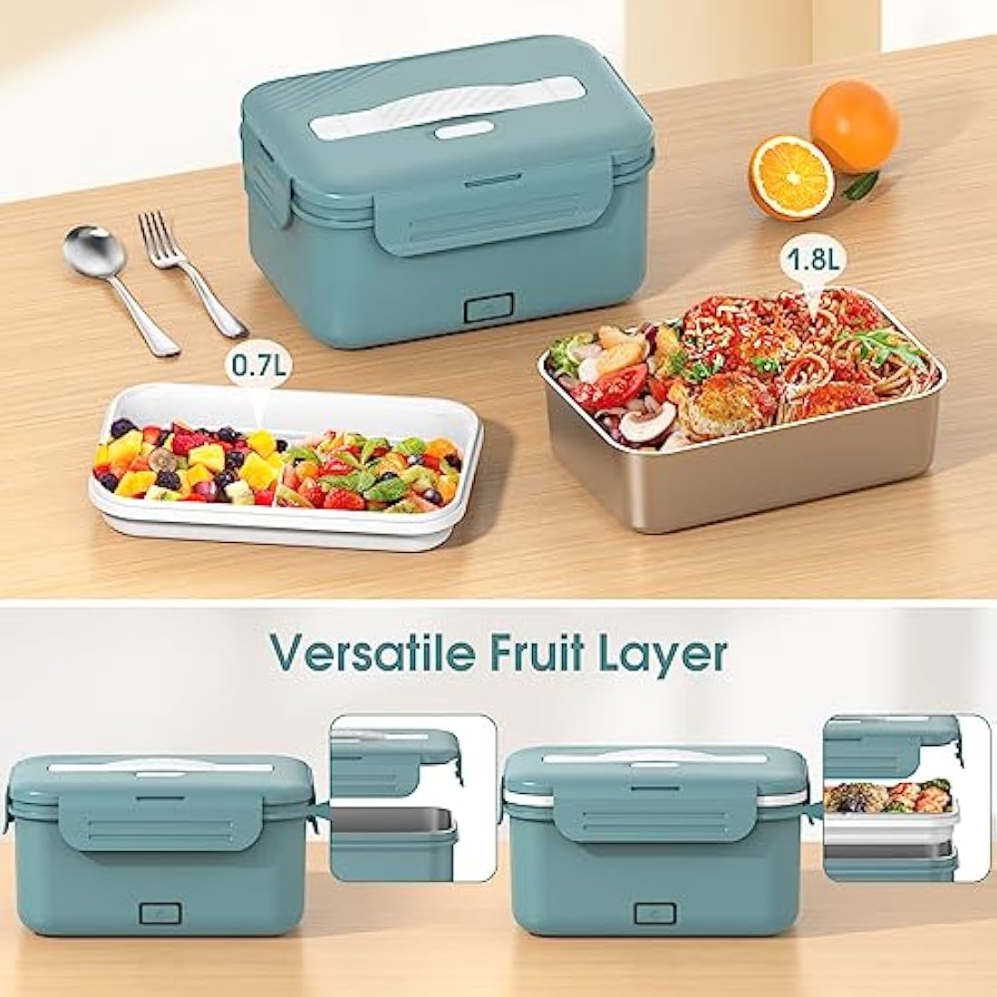 Carsolt 100W Electric Lunch Box – 1.8L Stainless Steel Portable Food Warmer