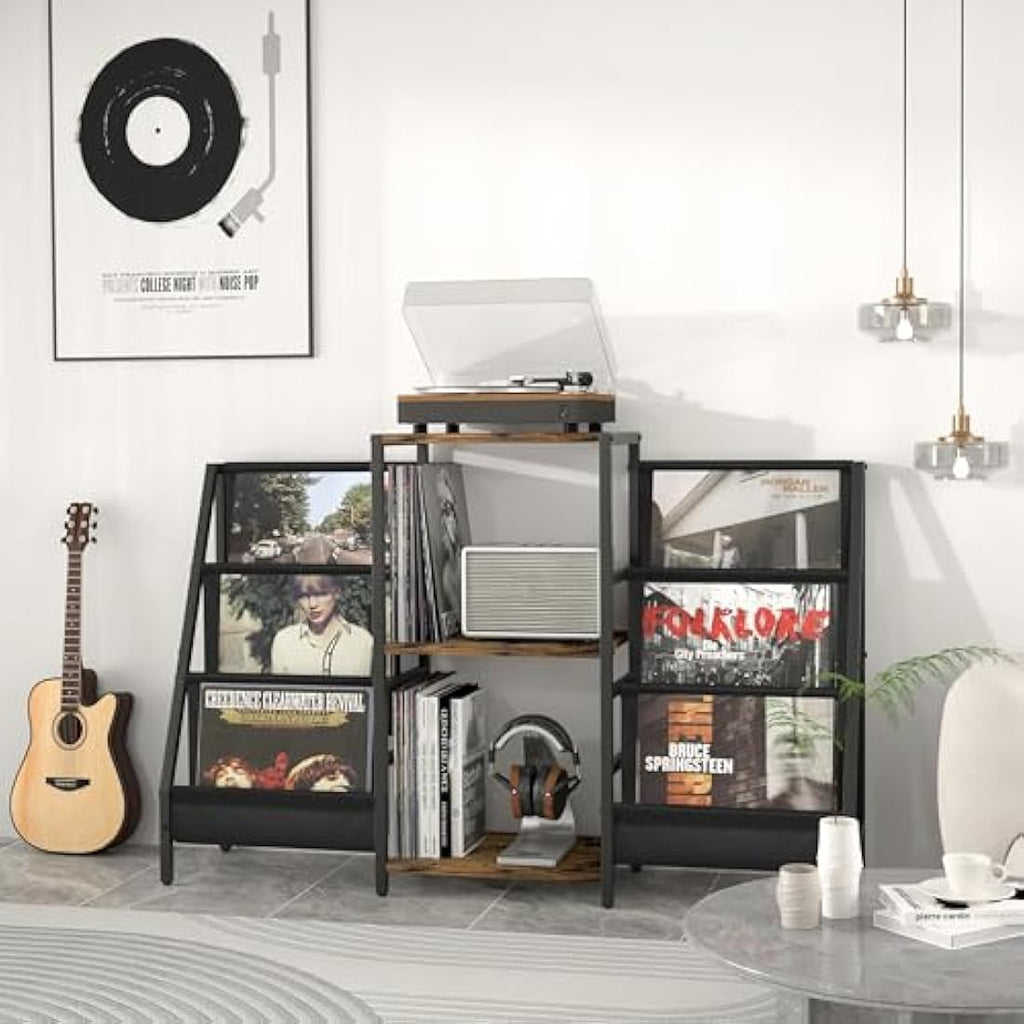 Bikoney Record Player Stand | 280 Vinyl Storage Cabinet & Media Console